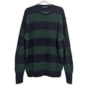 Brandy Melville Stripe Brianna Sweater Womens Size XL Green Blue Oversized Knit